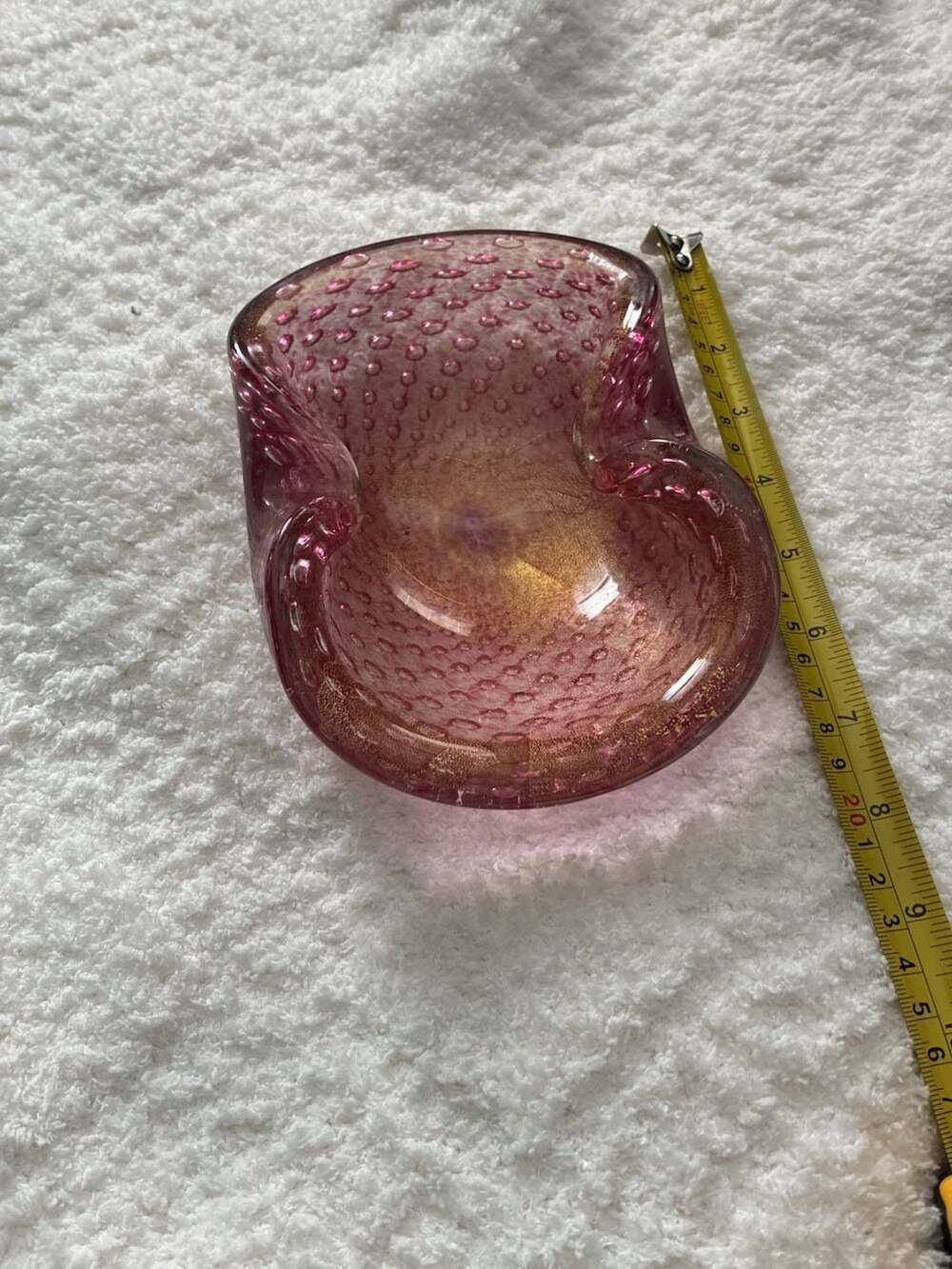 Murano Bullicante Art Glass Pink Gold Fleck Bowl Ashtray A801